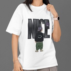 NICE Boy Streetwear Graphic Tee Smiley Hoodie Style Hip Hop Trend T-Shirt Unisex