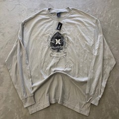 Vintage Hurley Mens Long Sleeve Graphic Tee Shirt Gray Spade XL HURMLS07C NWT
