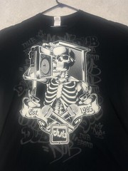 VTG 90s Dub Streetwear Mens XXL Skull Music Hip Hop Rock Skeleton Boombox Shirt