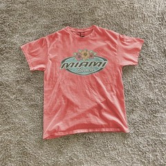 Miami Beach Vintage Y2K Surfer Aesthetic Coral Silk Tee