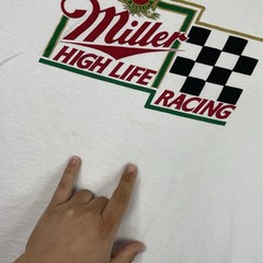 Vintage 80s Miller High Life Racing T Shirt Mens XL (Fits L) Beer USA Bartender