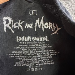 Rick and Morty T-Shirt Mens Size L Black Cotton Adult Swim Graphic Print Tee