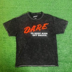DARE “To Keep Kids Off Drugs” Men’s Size L Acid Wash Black T-Shirt Spellout Punk