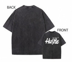 Mens Vintage Wash Hip Hop T-Shirt Don’t Knock The Hustle Graphic Streetwear Tee