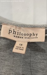 Philosophy Women’s Tee T-Shirt Gray Heather High-Low Scoop Neck NWT Sz 1X