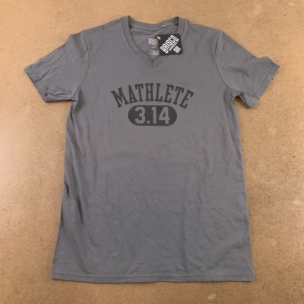 Brisco Brands Adult Small Gray Mathlete 3.14 Short Sleeve V Neck Graphic Tee NWT