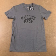 Brisco Brands Adult Small Gray Mathlete 3.14 Short Sleeve V Neck Graphic Tee NWT