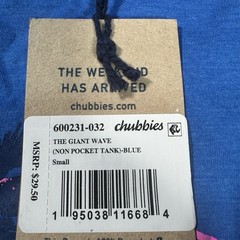 NEW Chubbies Tank Top Mens Small The Giant Wave Blue Palm Trees Beach