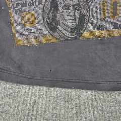 Y2K Big Tiger Time Is Money Rhinestone Graphic T Shirt Mens 2XL Tall Faded Black