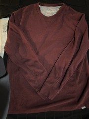 Eddie Bauer Mens Waffle Knit Thermal Shirt Long Sleeve Brick Red Cotton XLarge.