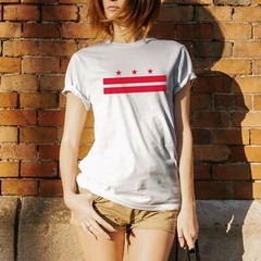 District of Columbia US City Flag Basic Cotton T-Shirt – White