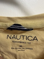 Nautica Performance Tee Yellow Men’s V-Neck Short Sleeve T-Shirt XL Cotton