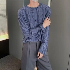 Men’s Distressed Long Sleeve T-Shirt Harajuku Aesthetic Ripped Pullover Top