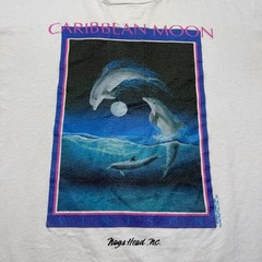 Vintage 1991 Caribbean Moon Vintson Dolphins Ocean Marine Life Art T-Shirt – 3XL