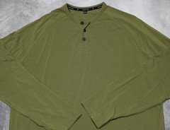 Public Rec Henley Shirt Mens 2XL Green Long Sleeve Pima Cotton Tencel Stretch