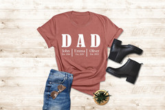 Personalized Dad Shirt with Kids Names Father’s Day Gift Custom Daddy Tee