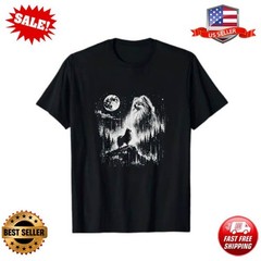 Pomeranian Howling to The Moon Vintage Mystical Dog Art T-Shirt