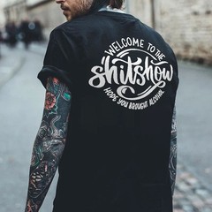 WELCOME TO THE SHITSHOW Letter Black Print Tee