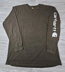 Carhartt Men Shirt X Large TALL Brown Sleeve Logo K231 Long Sleeve Pocket Shirt