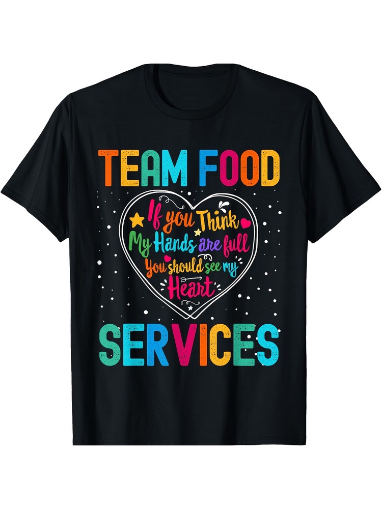 Men’S Food Services Thank You Heart Graphic Tee – 100%, High Stretch Crew Neck