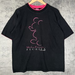 Vintage 90s Mickey Mouse Florida Contrast Collar Double Sleeve Faded T Shirt