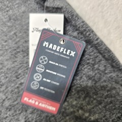 Madeflex Flag & Anthem Henley Shirt Mens 2XL Heather Gray Stretch Wicking NEW