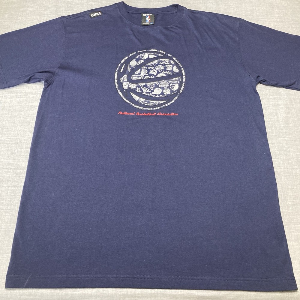 Vintage Y2K UNK NBA Team Logos Basketball Print Navy Blue T-Shirt Men’s XL