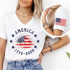 250th Anniversary of The United States Bella Canvas V-Neck Tee, USA Independence