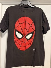 Vintage Changes Marvel Black Tshirt Size Large EC! Spider-Man Big Face
