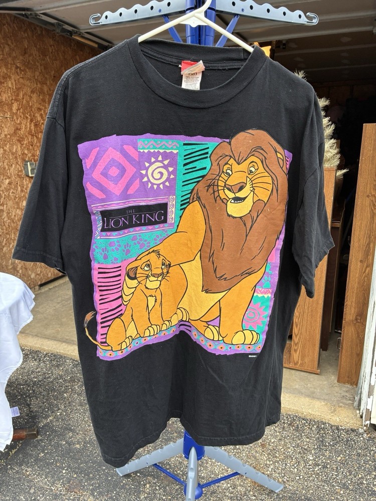 Vintage Lion King Tshirt Simba Disney Shirt Graphic Black Movie Promo Fits XL