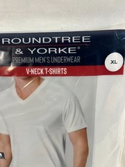 NIP Roundtree & Yorke 3-Pack V-Neck T-Shirts White Size XL 100% Combed Cotton