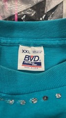 Vintage 90s BVD Premium Series Teal Cat T-Shirt XXL Made in USA Sequin Bedazzled
