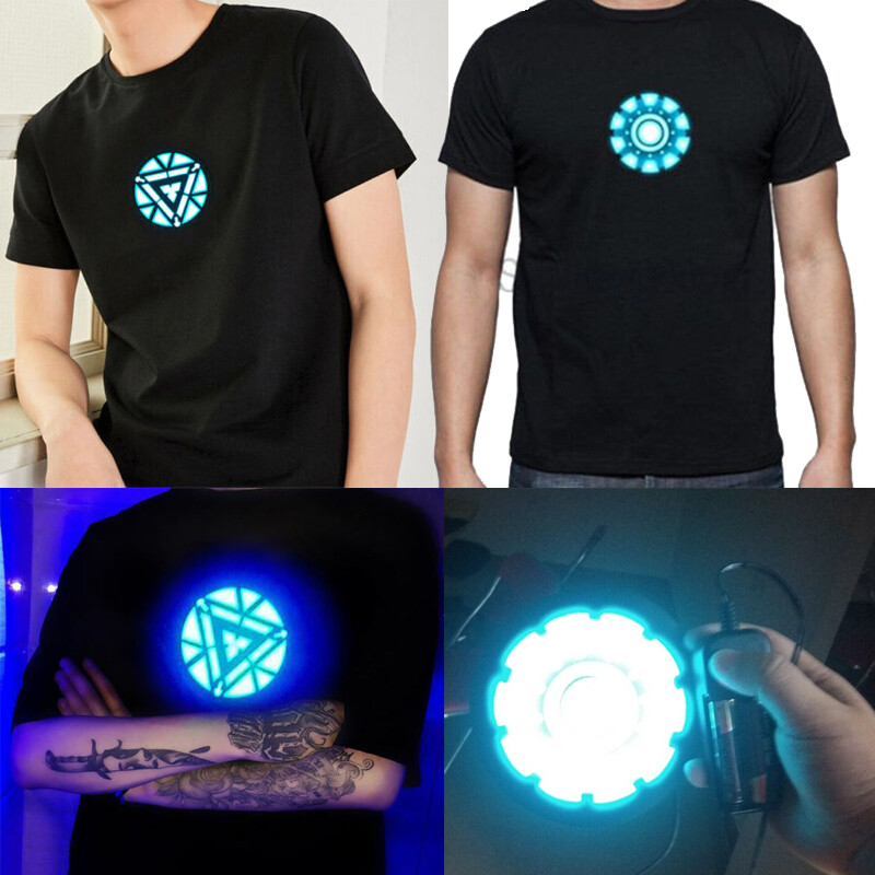 Iron Man LED T-shirt Sound Activated Equalizer Flashing Costume Party Cosplay