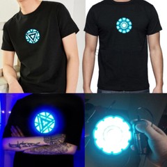 Iron Man LED T-shirt Sound Activated Equalizer Flashing Costume Party Cosplay