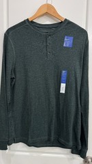 NWT Apt 9 Premier Flex Long Sleeve Henley Shirt Mens Large Dark Green
