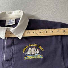 Front Row Heavyweight Rugby Shirt Mens Medium Navy Long Sleeve Sailing Crest
