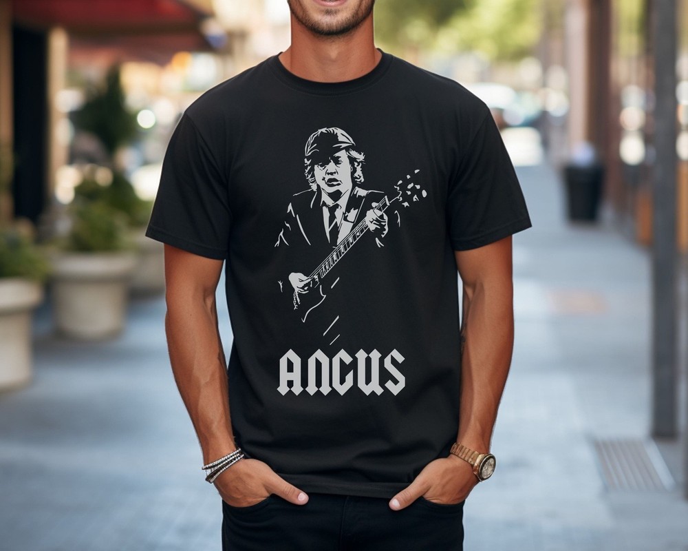 ACDC Angus Young T-Shirt Gibson Les Paul Heavy Metal Premium Comfort Colors Tee