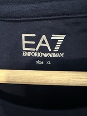 Armani EA7 Logo Graphic Print Tee Blue Crew Neck Short Sleeve Sz XL
