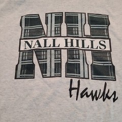 Vintage Nall Hills Hawks School T-Shirt Adult L Sports Plaid Logo Single Stitch
