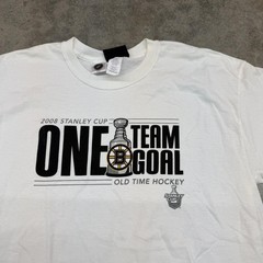 vintage one team goal boston bruins white stanley cup shirt size large