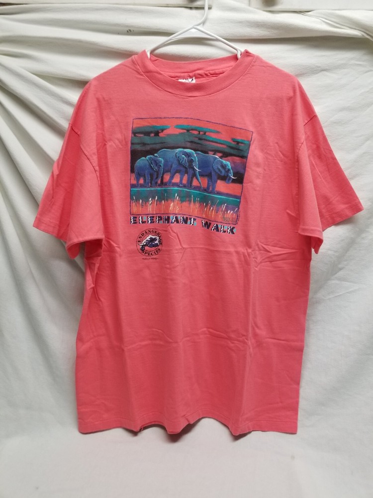Vintage Elephant Walk Endangered Species T Shirt XL Single Stitched USA made