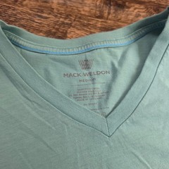 MACK WELDON V-Neck T-Shirt Mens Medium Teal Blue Pima Cotton Short Sleeve