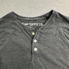 Mossimo Supply Co. Charcoal Heather Short Sleeve Henley Shirt Men Size XL