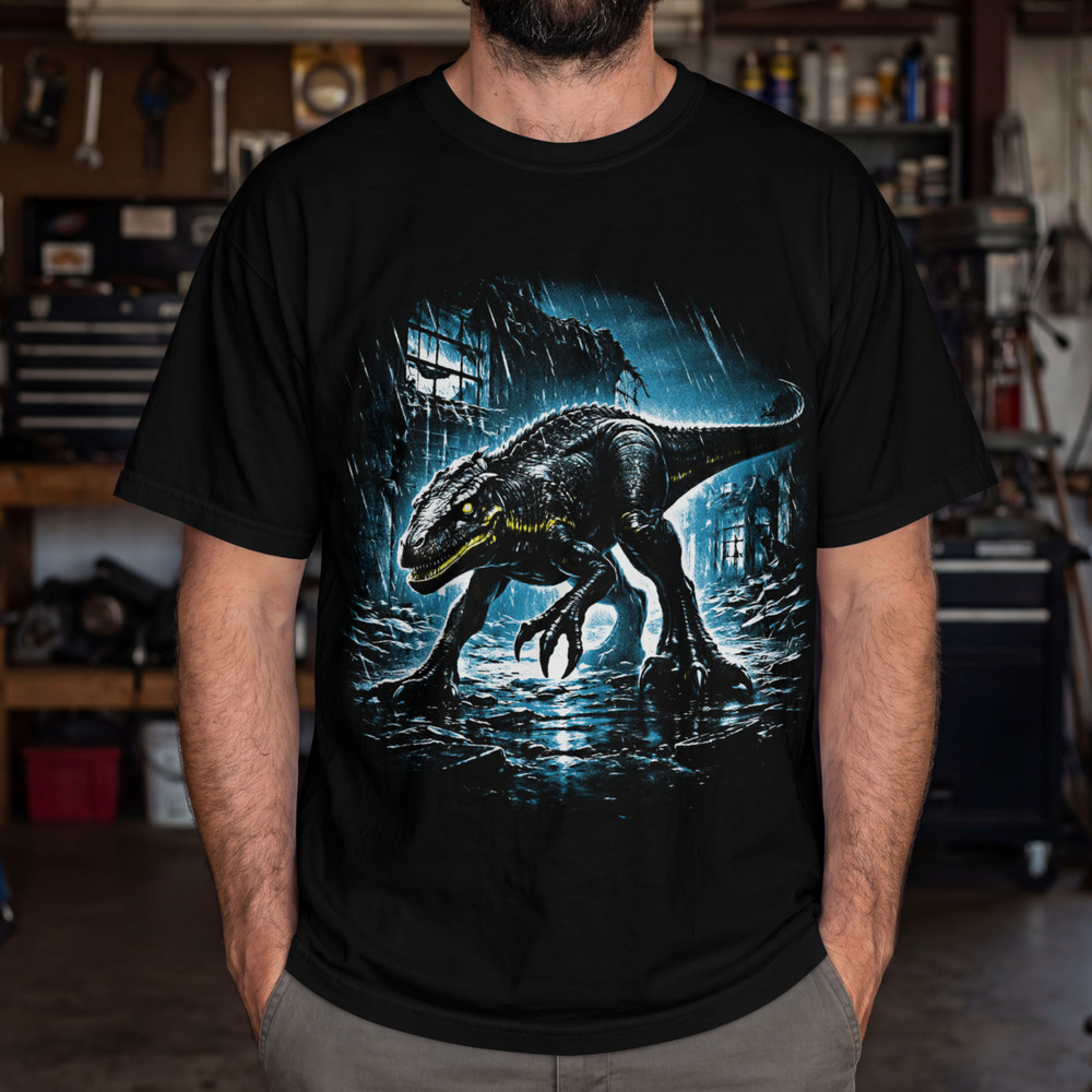 Indoraptor Dinosaur T-Shirt Men Black Graphic Tee Jurassic Park Sci Fi Unisex