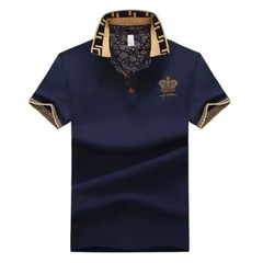 New Men Luxury Diamond Crown Rhinestones Fashion Polo T-Shirt High Quality