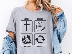 Jesus Coffee Camping Repeat Comfort Tee