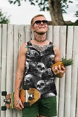 Mens Skull Graphic Black 3D Tank Top