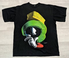Vintage Looney Tunes Black Marvin the Martian Shirt 1997 Men’s Sz Large Rare