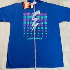 NWT! Vtg 1990s Glow-in-the-Dark Night Brites Lightning Bolt 80s T-Shirt Shirt XL