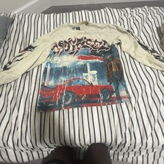 goddSpeed Ghostface Scream Graphic Long Sleeve Crew Neck T-Shirt Beige S